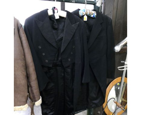 Two vintage gents black evening jackets with tails
