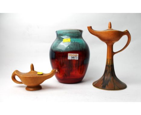 Poole pottery vase with abstract decoration - Clews & Co of Tunstall Camillan ware, Aladdin's lamp shaped pottery