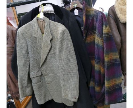 Killarney Size L wool gents dressing gown, Harris Tweed Jespers gents jackets and black gents overcoat