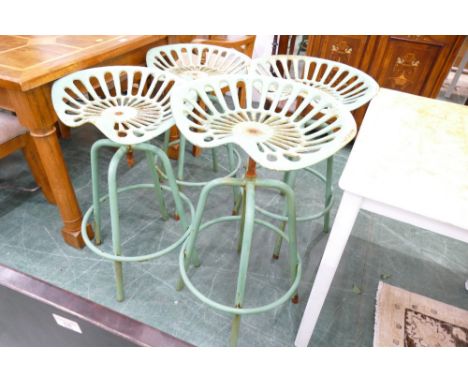 Selection of four tractor seated metal stools