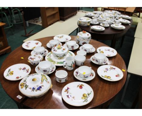 Large quantity of Royal Worcester Evesham pattern dinnerware - two handled soup dishes, tureens, dinner plates etc