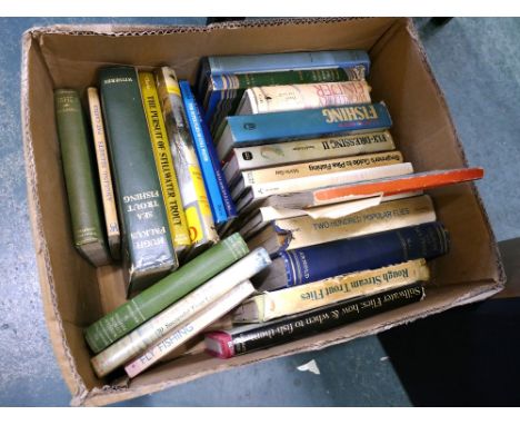 Box of books mostly fly fishing and angling related  