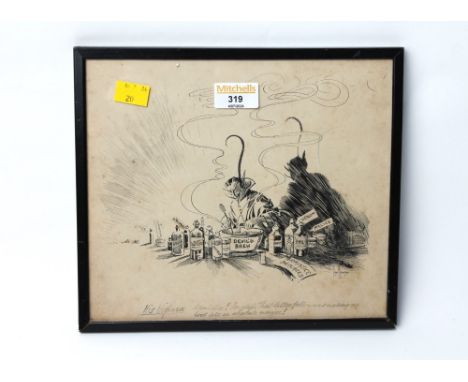 Tom Wilkinson Devils Brew cartoon, inscribed "His Highness, Armistice I'm Glad That Hitler Fellow Was Making Me Look Like An 