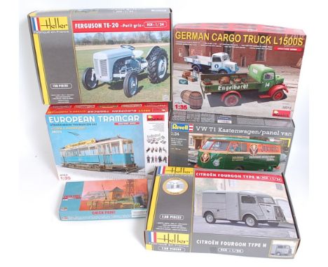 Six various boxed plastic modern issue vehicle kits, examples to include a Heller Citroen Forgan Type H delivery van, a Helle