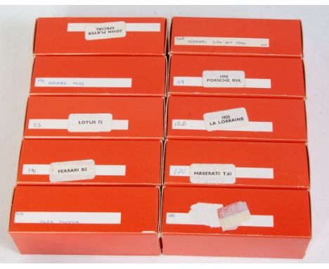 Ten various boxed as issued John Day Models 1/43 scale classic car and racing car kits, to include a 1925 Delage, a John Play