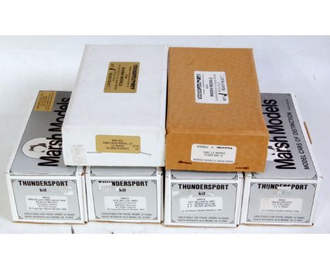 A Marsh Models Thundersport 1/43 scale white metal and resin classic car kit group, six boxed as issued examples to include R