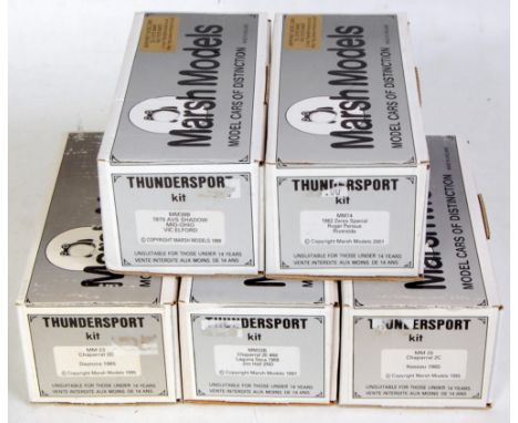 Five various boxed Thundersport kits 1/43 scale resin, and white metal classic car kits by Marsh Models, examples to include 