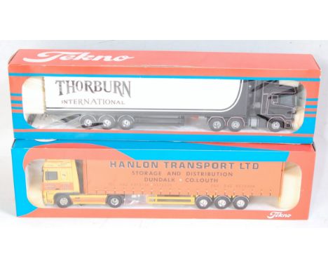 A Tekno 1/50 scale road transport diecast group to include a Thorburn International Scania Topline tractor unit with refriger