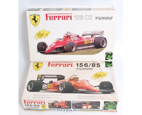 A Protar of Italy 1/24 scale plastic car kit for a Ferrari 126C2 Turbo, together with a Ferrari 156/85 Turbo F1 racing car, b