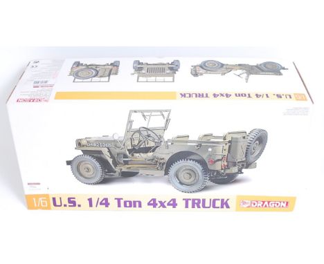 A Dragon 1/6 scale model No. 75020 plastic kit for a US quarter ton 4x4 truck, appears as issued in the original pictorial bo