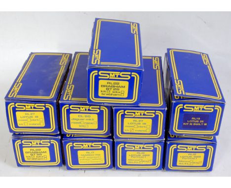 Nine various boxed SMTS scale model Technical Services 1/43 scale white metal classic car kits to include March 701, Lotus 25
