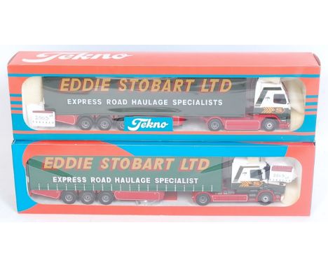 A Tekno 1/50 scale boxed Eddie Stobart road haulage diecast group to include a Scania T 114L/380 Torpedo tractor unit with cu