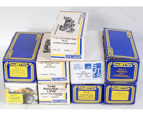 Nine various boxed SMTS scale model Technical Services 1/43 scale resin and white metal classic car kits to include Lotus 38,