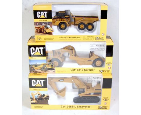 A Norscot 1/50 scale boxed construction vehicle diecast group, all Caterpillar related to include a 725D articulated truck, a