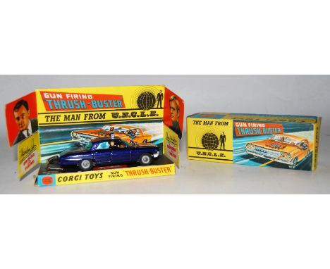 A Corgi Toys No. 497 The man from UNCLE Thrushbuster, comprising blue metallic body with yellow interior and cast wirework hu