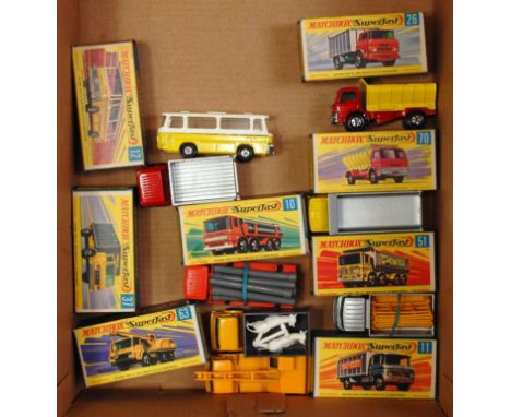 Eight various boxed Matchbox Superfast commercial vehicle and public transport diecasts, all (NM-M,BVG-NM), examples to inclu