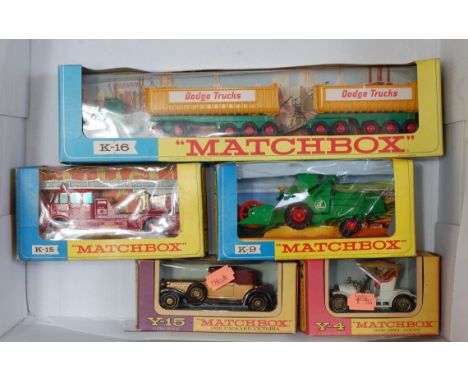 Five various boxed Matchbox Kingsize and Models of Yesteryear diecast to include No. K16 Kingsize Dodge tractor with twin tip