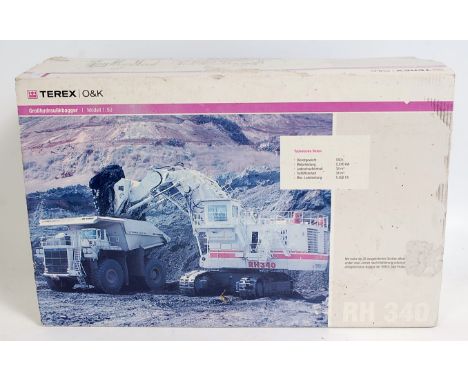 A Bymo diecast 1/50 scale model of a Terex O&amp;K 340 hydraulic shovel, rare example, housed in the original polystyrene pac