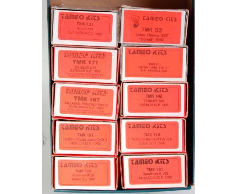 Ten various boxed Tameo kits 1/43 scale white metal F1 racing car kits, to include a Sauber C12 German Grand Prix 1993, a 198
