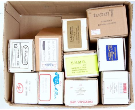 Ten various boxed 1/43 scale white metal and resin car kits to include Record, Formula Models, Pandora Models, and others, ex