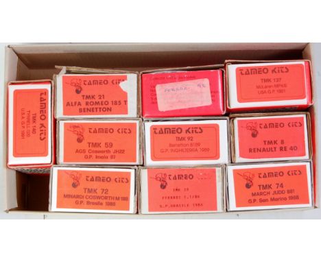 Ten various boxed 1/43 scale F1 racing car kits by Tameo Kits to include a Benetton B189 1989 Grand Prix racing car, a March 