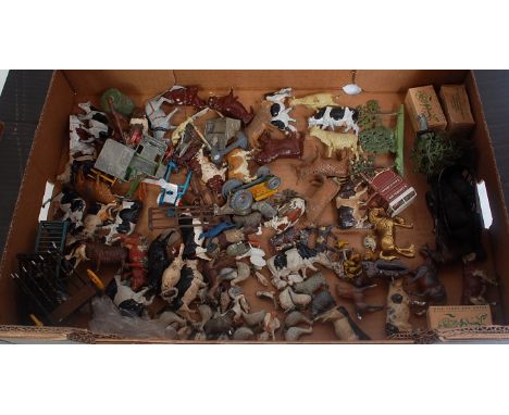 A quantity of various boxed and loose Britains and other lead hollow cast and diecast mixed scale farming and civilian miniat