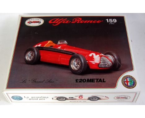 A Revival of Italy 1/20 scale white metal kit for an Alfa Romeo 159 1951 Grand Prix racing car, appears unmade but some small