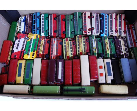 Two trays containing a large quantity of various diecast, white metal and resin 1/76 scale public transport models, mixed reg