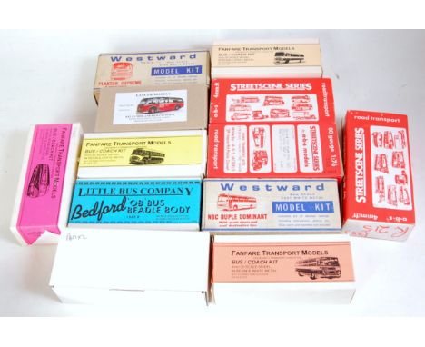 12 various boxed white metal and resin vintage public transport kits to include Fanfare Transport Models, Westward Models, Li