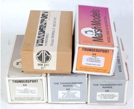 A Marsh Models Thundersport 1/43 scale white metal and resin racing car kit group, five boxed examples to include Ref Nos. MM