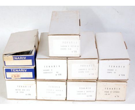 11 various boxed Tenariv 1.43 scale white metal and resin classic car kits to include a Jaguar E series 3 cabriolet, a Matra 