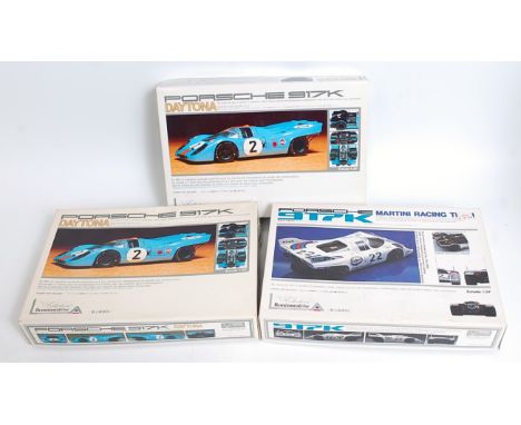 A Union Model Company of Japan boxed 1/24 scale plastic kit group to include 2x No. 19-1500 Porsche 917 K Daytona, together w