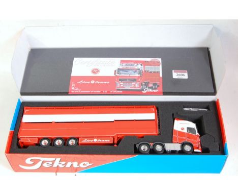 A Tekno 1.50 scale model No. 67949 limited edition of a Volvo FH500 livestock trailer, finished in Crilly HC livestock transp