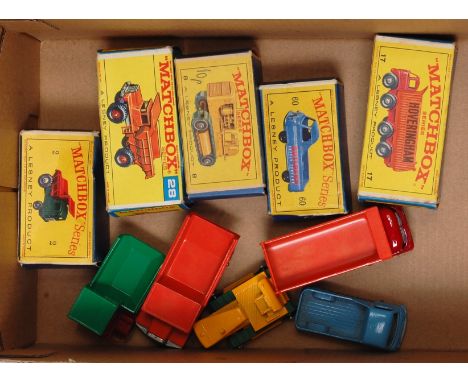 Five various boxed Matchbox 1/75 series commercial and construction diecasts to include No. 2 Muir hill Dumper, No. 28 Mac du