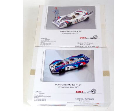 A Le Mans Miniatures of France Soft Line edition 1/24 scale resin and white metal Le Mans kit group to include a Porsche 917 