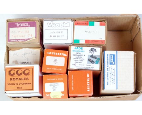 Ten various boxed 1/43 scale resin and white metal classic car kits to include manufacturers Jade Miniatures, Vroom, Team T, 