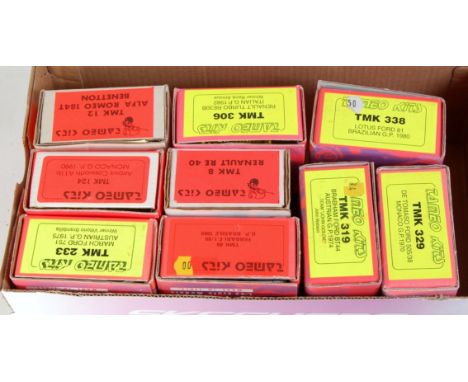 Nine various boxed as issued Tameo 1/43 scale F1 racing car kits to include an Alfa Romeo 184 Benetton, a March Ford 751 1975