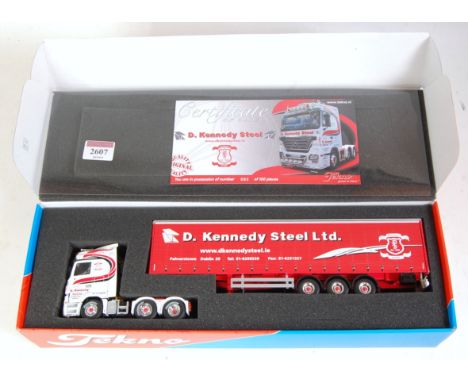 A Tekno 1/50 scale model No. 65141, D Kennedy Steel of Ireland, Mercedes Actros curtainside trailer, limited edition example 