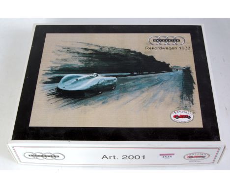 A Revival of Italy 1/24 scale white metal kit for an Auto Union 1938 record car, model No. 2001, appears as issued in the ori