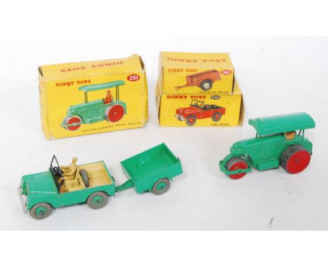 A Dinky Toys boxed agricultural diecast group to include No. 251 Aveling Barford diesel roller, No. 340 LandRover and No. 341