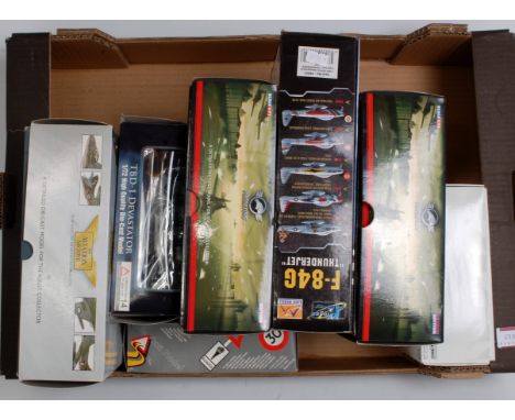 Seven various boxed modern release diecast aircraft and saloons, mixed examples to include Corgi Classics, Skymax Models, Eas