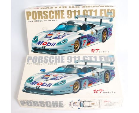 A UT Models of China 1/24 scale Highspeed racing Porsche car kit group, two boxed examples to include item No. 92031 Porsche 