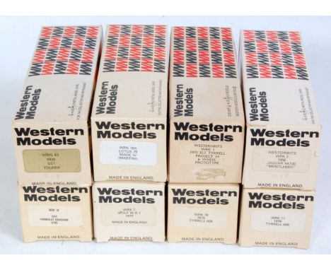 Eight various boxed Western Models 1/43 scale diecast and white metal classic car kits to include a 1936 SS1 Tourer, a 1979 T