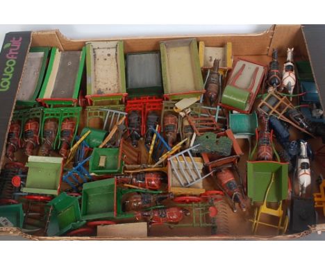 One tray containing a large quantity of various lead, hollow cast and white metal Britains and home made farming miniatures a