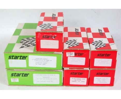 Seven various boxed Starter 1/43 scale resin classic car kits to include a Jaguar XJR5, a Jaguar XJR-10, an Alfa Romeo 158, a