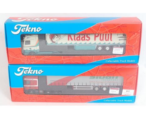 A Tekno 1/50 scale boxed road haulage diecast group to include a Klaas Puul Mercedes Benz Actross LH1841 tractor unit with re