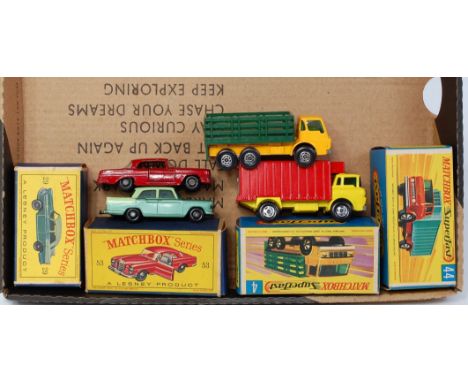 Four various boxed Matchbox Superfast 1/75 series boxed diecasts to include a Superfast No. 44 refrigerator truck, a Superfas