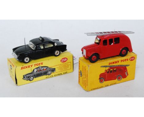 A Dinky Toys boxed emergency services diecast group to include No. 250 Streamlined Fire Engine, comprising red body with red 