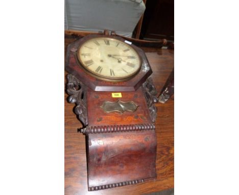 A 19th century inlaid drop dial wall clock with American movement. 29'' high (A.F)