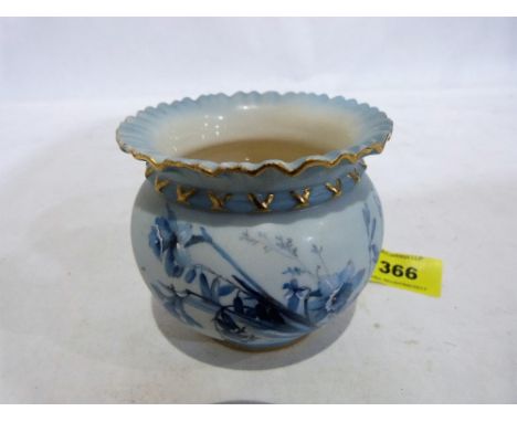 A Royal Worcester bowl, gilded and painted in shades of blue with wild flowers, c.1901. 3¼'' high